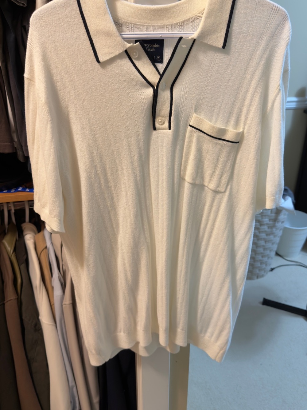 Abercrombie & Fitch Cream Polo with Black Piping